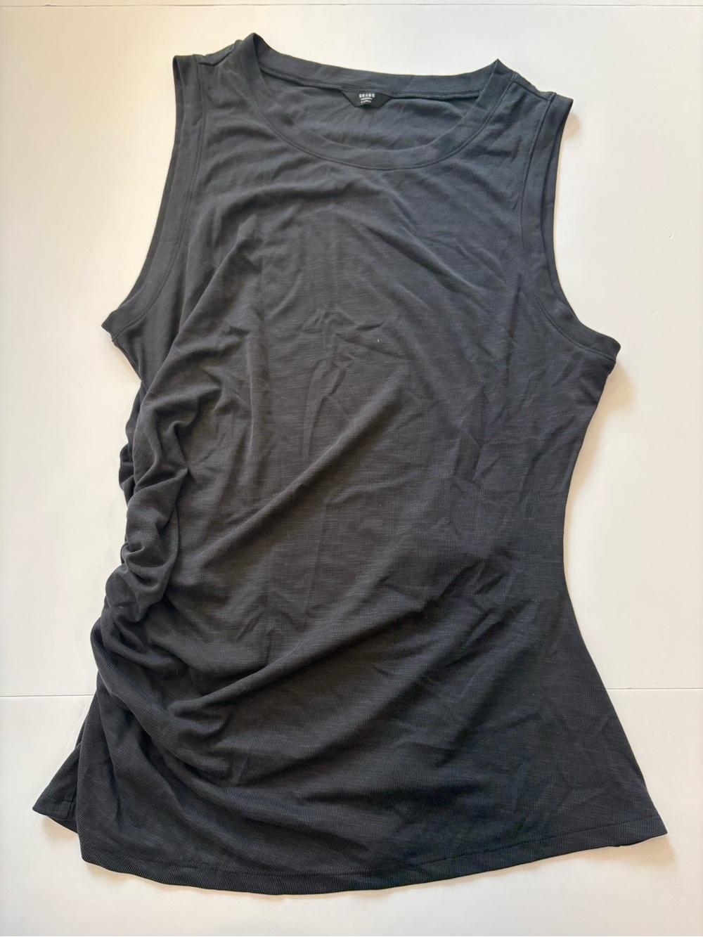 BRASS Black Gray Sleeveless Side-Ruched Tank XL